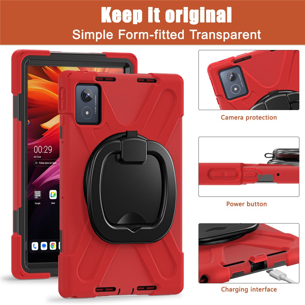 For Lenovo Tab K11 Plus / Zhaoyang K11 B352FU, TB230XC Case TPU + PC + Silicone Tablet Cover Kickstand - Red