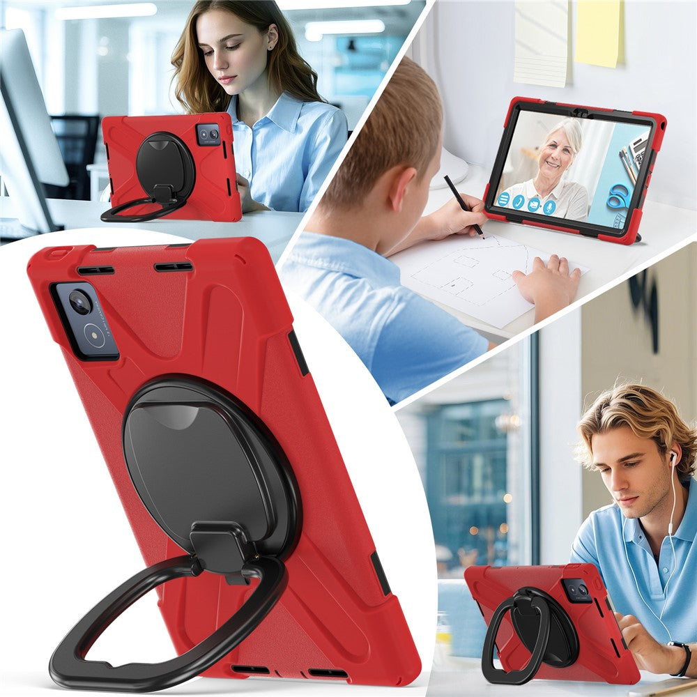 For Lenovo Tab K11 Plus / Zhaoyang K11 B352FU, TB230XC Case TPU + PC + Silicone Tablet Cover Kickstand - Red