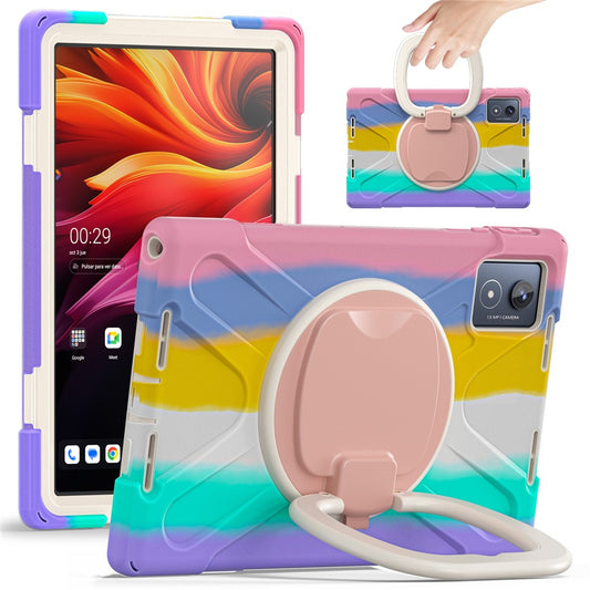 For Lenovo Tab K11 Plus / Zhaoyang K11 B352FU, TB230XC Case TPU + PC + Silicone Tablet Cover Kickstand - Colorful Pink