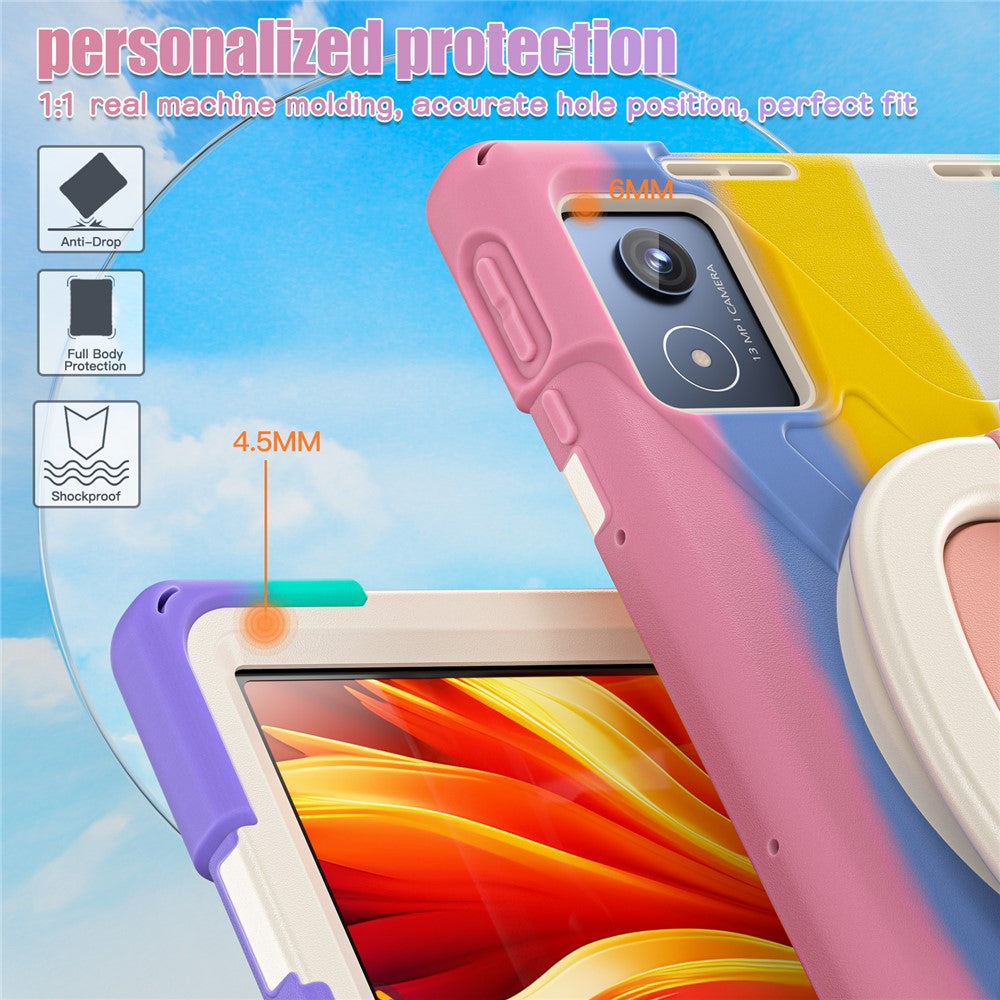 For Lenovo Tab K11 Plus / Zhaoyang K11 B352FU, TB230XC Case TPU + PC + Silicone Tablet Cover Kickstand - Colorful Pink