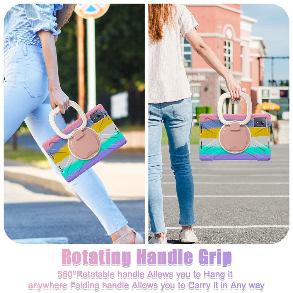 For Lenovo Tab K11 Plus / Zhaoyang K11 B352FU, TB230XC Case TPU + PC + Silicone Tablet Cover Kickstand - Colorful Pink