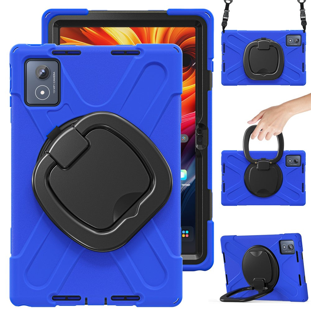 For Lenovo Tab K11 Plus / Zhaoyang K11 B352FU, TB230XC Case with Shoulder Strap TPU + PC + Silicone Kickstand Tablet Cover - Blue