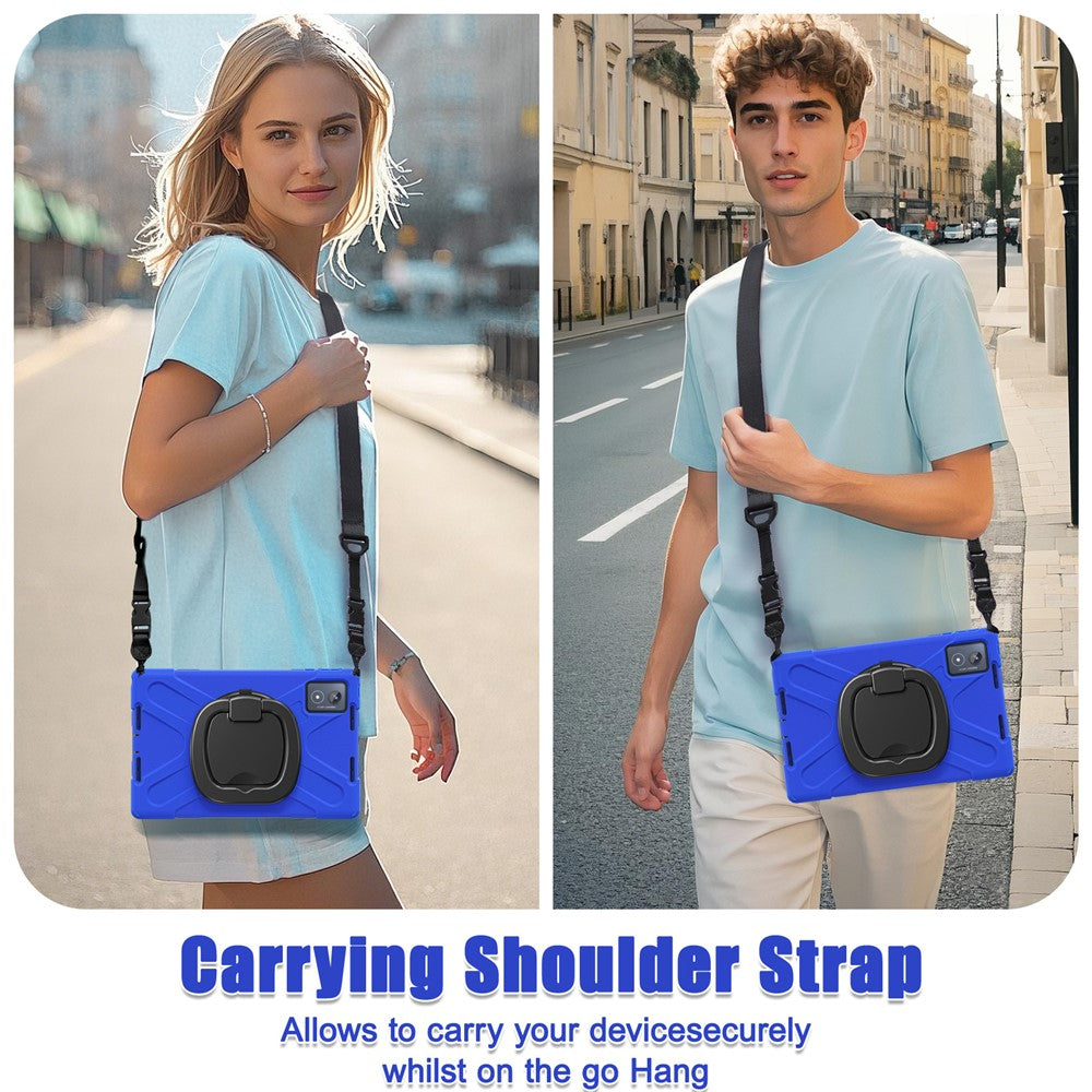 For Lenovo Tab K11 Plus / Zhaoyang K11 B352FU, TB230XC Case with Shoulder Strap TPU + PC + Silicone Kickstand Tablet Cover - Blue
