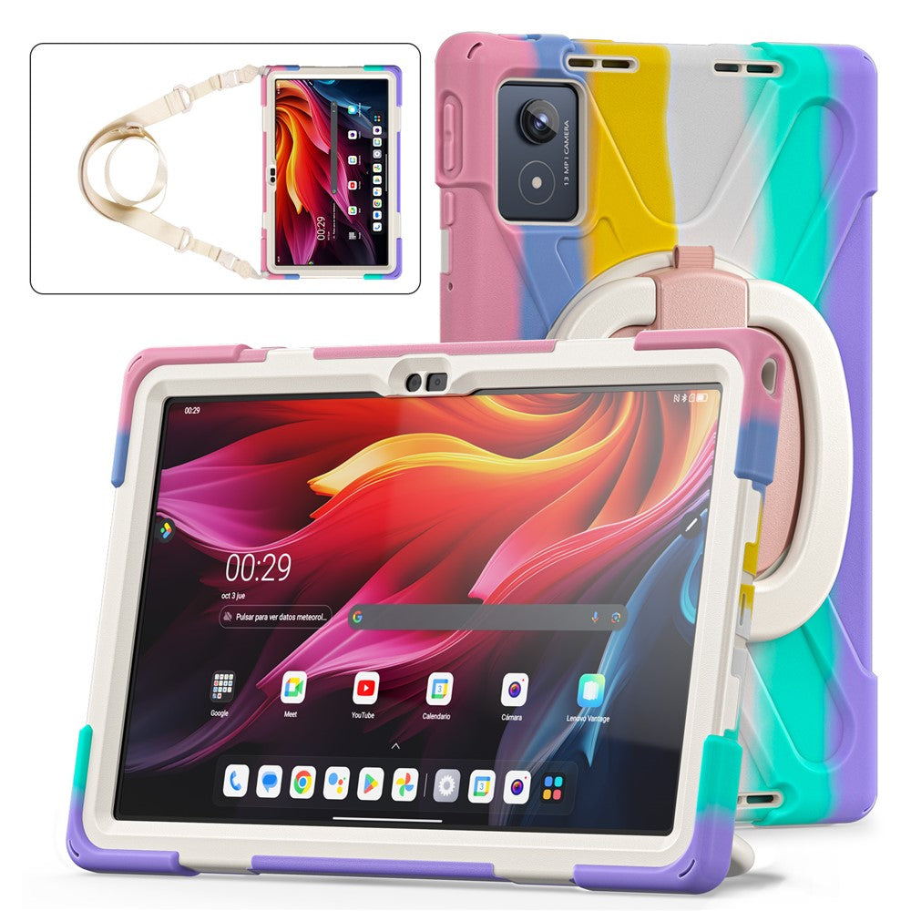 For Lenovo Tab K11 Plus / Zhaoyang K11 B352FU, TB230XC Case with Shoulder Strap TPU + PC + Silicone Kickstand Tablet Cover - Multi-color