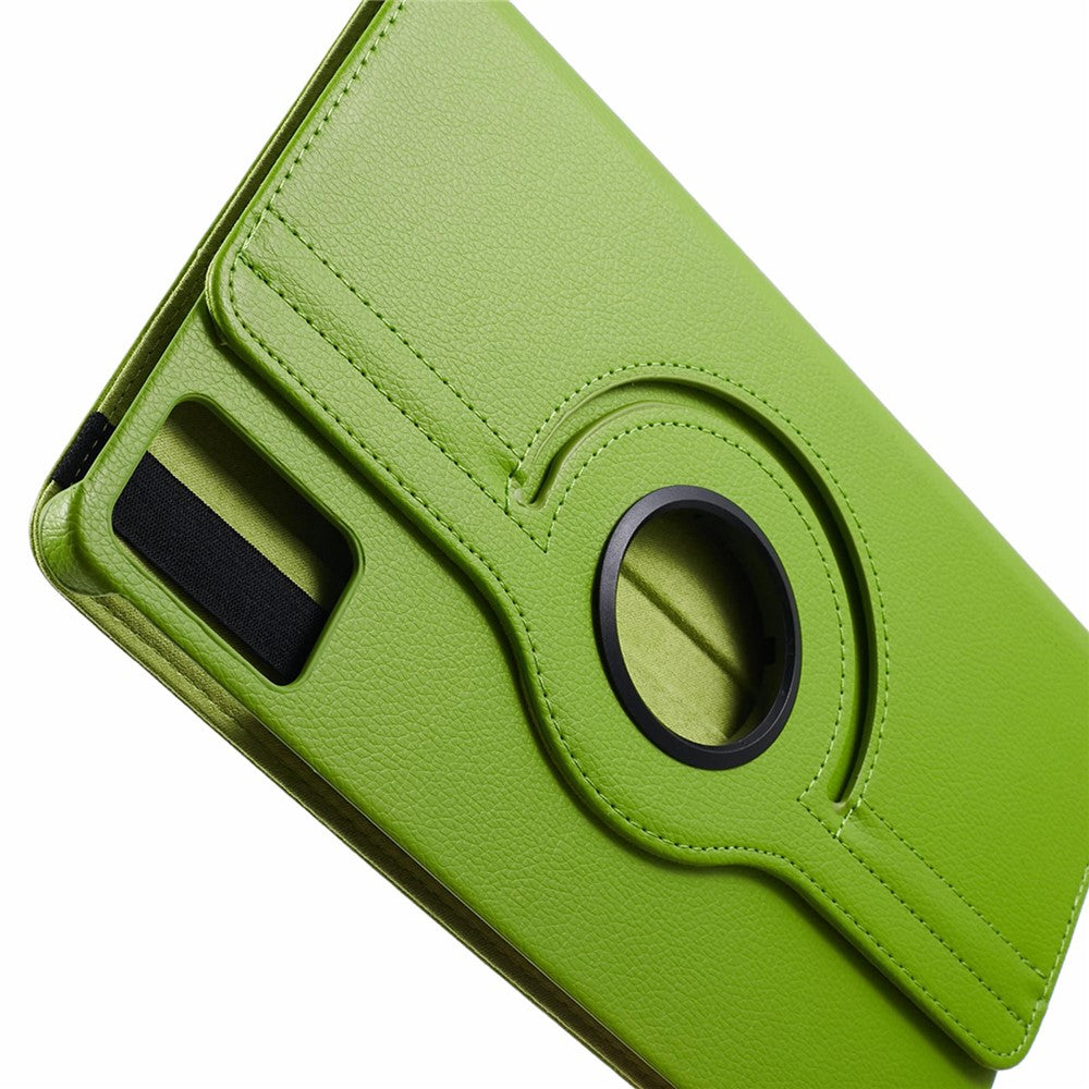 For Lenovo Idea Tab TB336ZU, TB336FU / Xiaoxin Pad 11 2025 Case Rotating Stand PU Leather + PC Tablet Cover with Elastic Band - Green