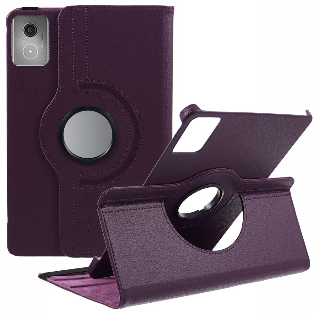 For Lenovo Idea Tab TB336ZU, TB336FU / Xiaoxin Pad 11 2025 Case Rotating Stand PU Leather + PC Tablet Cover with Elastic Band - Purple
