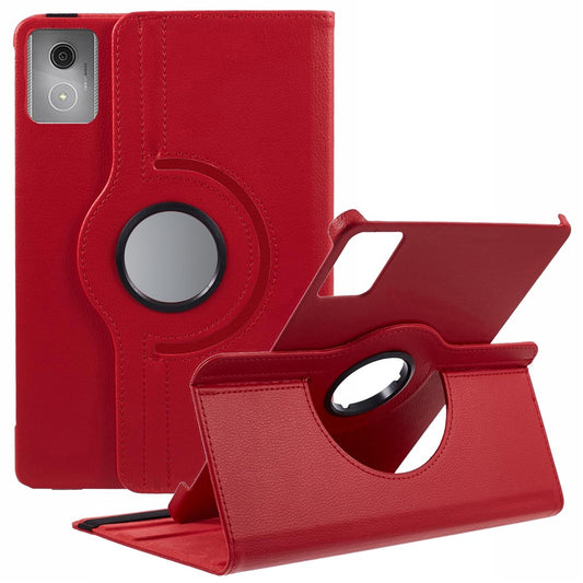 For Lenovo Idea Tab TB336ZU, TB336FU / Xiaoxin Pad 11 2025 Case Rotating Stand PU Leather + PC Tablet Cover with Elastic Band - Red