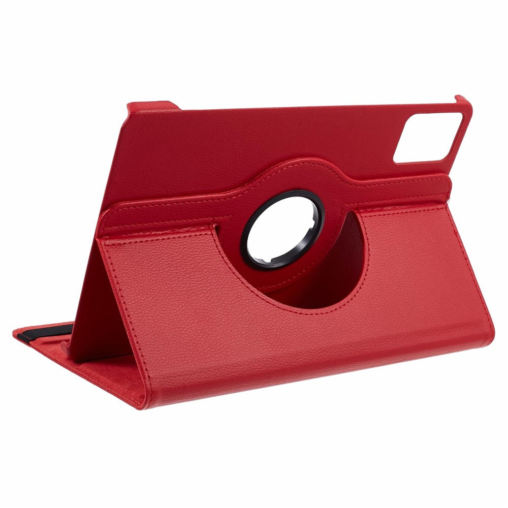 For Lenovo Idea Tab TB336ZU, TB336FU / Xiaoxin Pad 11 2025 Case Rotating Stand PU Leather + PC Tablet Cover with Elastic Band - Red
