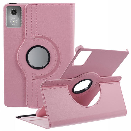For Lenovo Idea Tab TB336ZU, TB336FU / Xiaoxin Pad 11 2025 Case Rotating Stand PU Leather + PC Tablet Cover with Elastic Band - Pink
