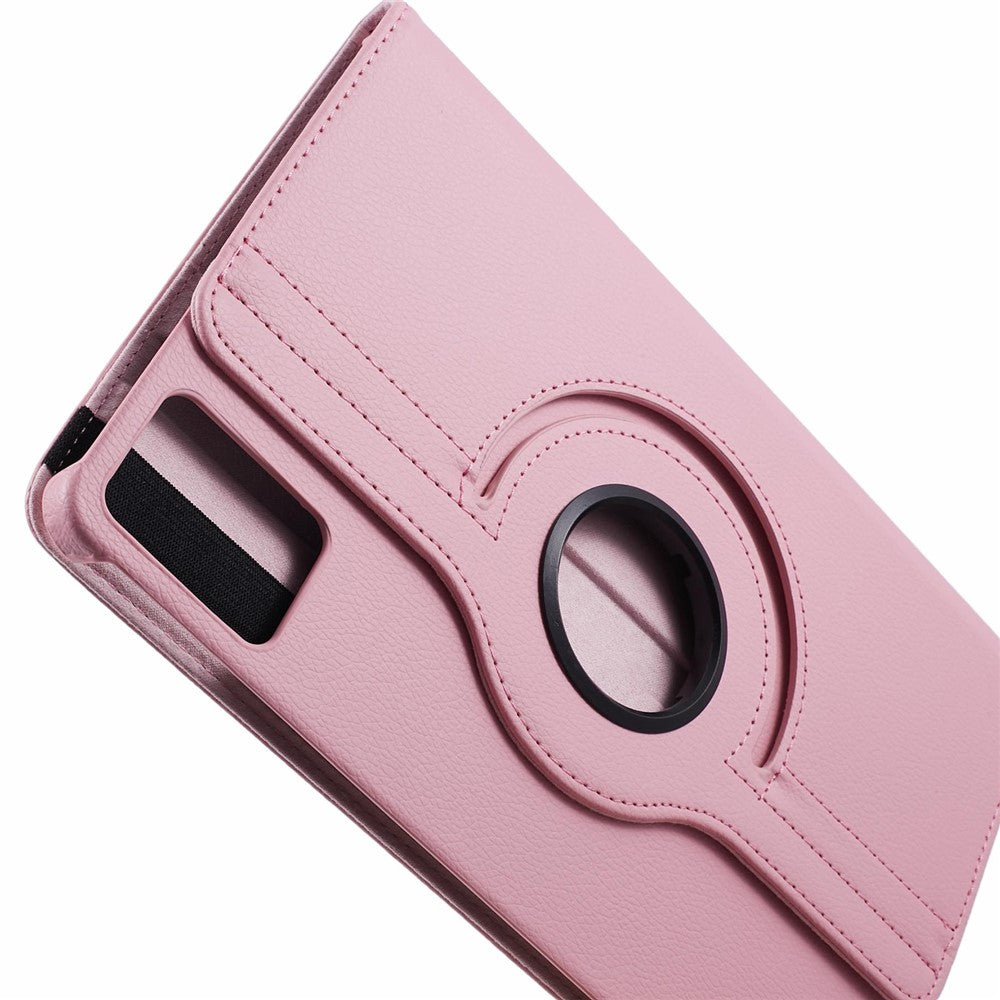 For Lenovo Idea Tab TB336ZU, TB336FU / Xiaoxin Pad 11 2025 Case Rotating Stand PU Leather + PC Tablet Cover with Elastic Band - Pink