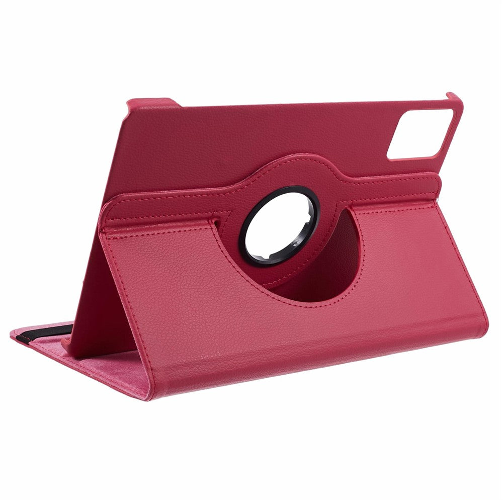 For Lenovo Idea Tab TB336ZU, TB336FU / Xiaoxin Pad 11 2025 Case Rotating Stand PU Leather + PC Tablet Cover with Elastic Band - Rose