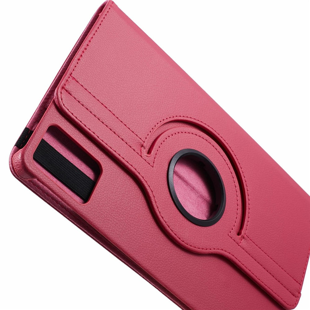 For Lenovo Idea Tab TB336ZU, TB336FU / Xiaoxin Pad 11 2025 Case Rotating Stand PU Leather + PC Tablet Cover with Elastic Band - Rose