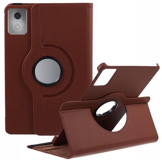 For Lenovo Idea Tab TB336ZU, TB336FU / Xiaoxin Pad 11 2025 Case Rotating Stand PU Leather + PC Tablet Cover with Elastic Band - Brown