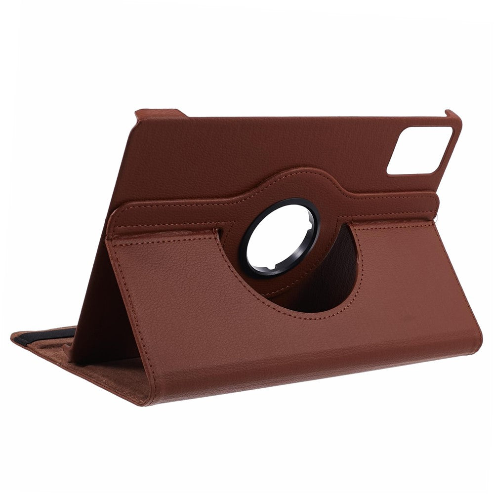 For Lenovo Idea Tab TB336ZU, TB336FU / Xiaoxin Pad 11 2025 Case Rotating Stand PU Leather + PC Tablet Cover with Elastic Band - Brown