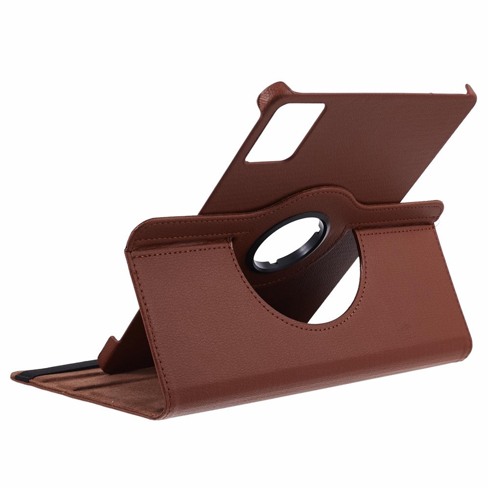 For Lenovo Idea Tab TB336ZU, TB336FU / Xiaoxin Pad 11 2025 Case Rotating Stand PU Leather + PC Tablet Cover with Elastic Band - Brown