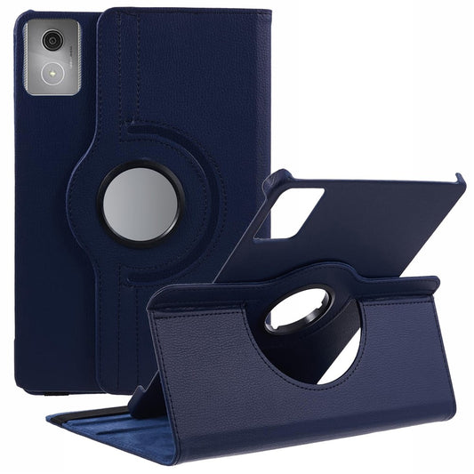 For Lenovo Idea Tab TB336ZU, TB336FU / Xiaoxin Pad 11 2025 Case Rotating Stand PU Leather + PC Tablet Cover with Elastic Band - Dark Blue