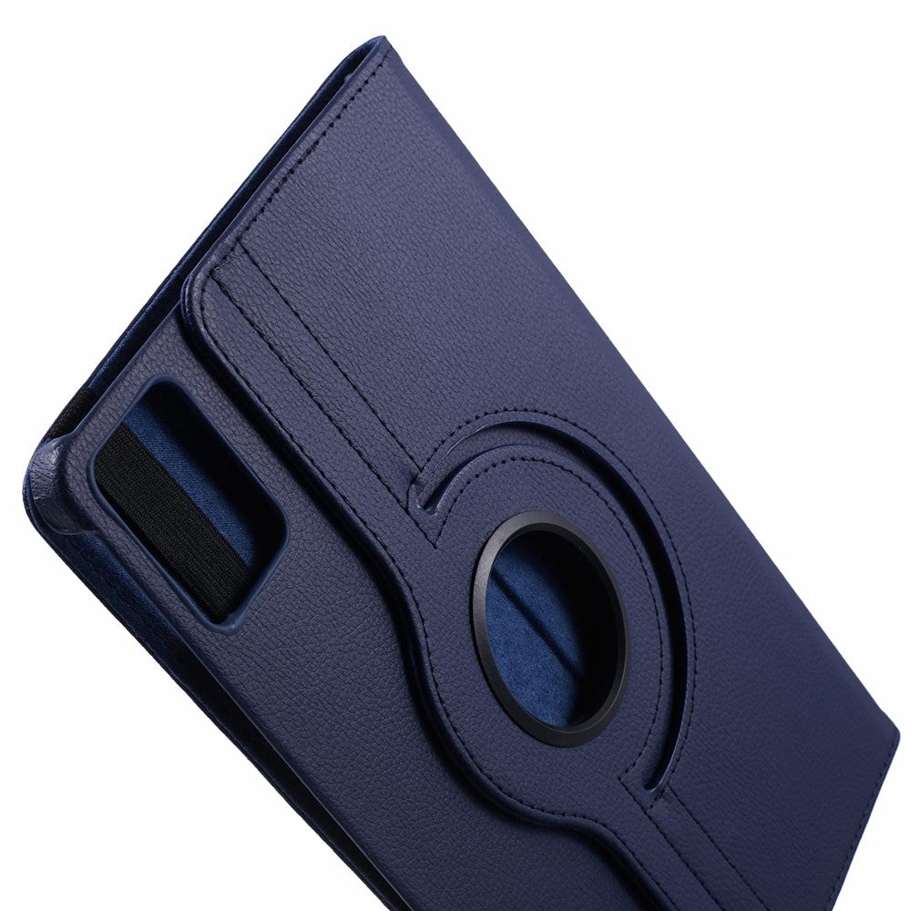 For Lenovo Idea Tab TB336ZU, TB336FU / Xiaoxin Pad 11 2025 Case Rotating Stand PU Leather + PC Tablet Cover with Elastic Band - Dark Blue