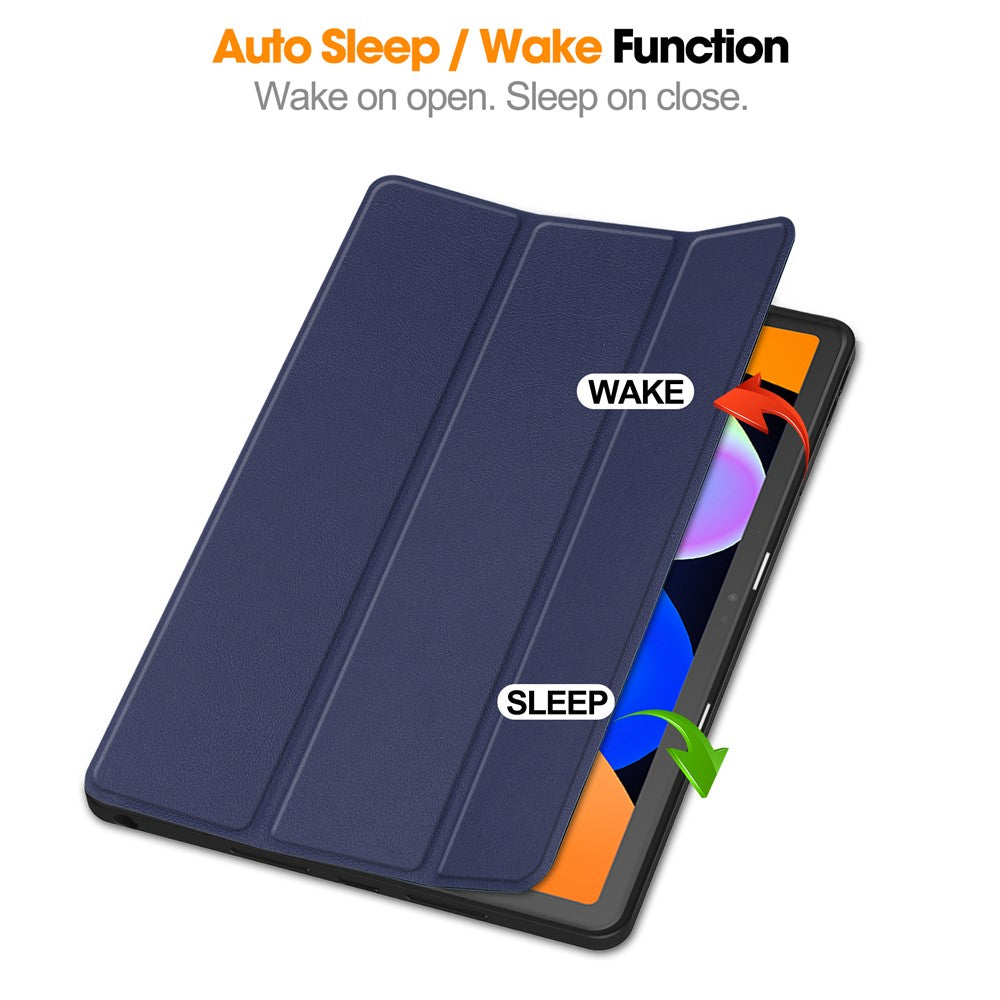 For Lenovo Idea Tab (TB336ZU  /  TB336FU)  /  Xiaoxin Pad 11 2025 Stand Case Shock-Absorbent Leather Tablet Cover with Pen Slot - Dark Blue