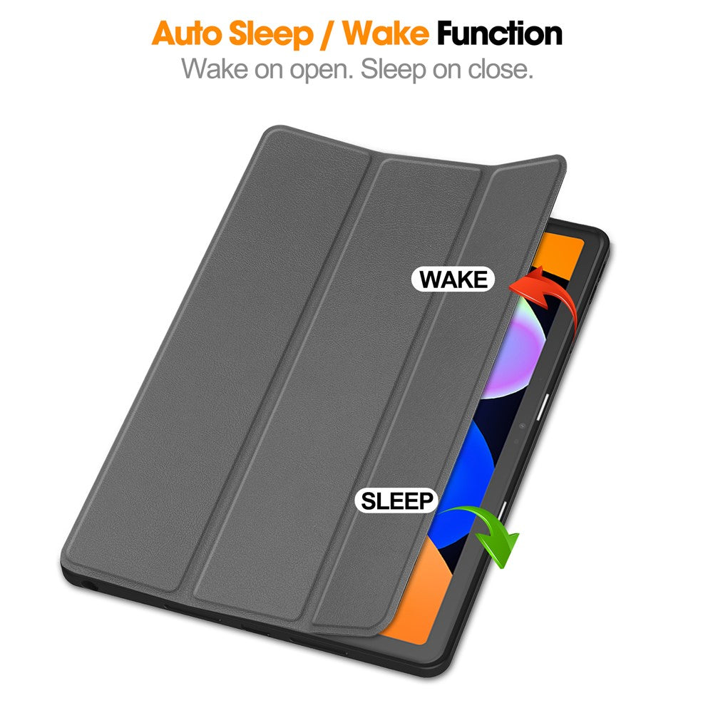 For Lenovo Idea Tab (TB336ZU  /  TB336FU)  /  Xiaoxin Pad 11 2025 Stand Case Shock-Absorbent Leather Tablet Cover with Pen Slot - Grey
