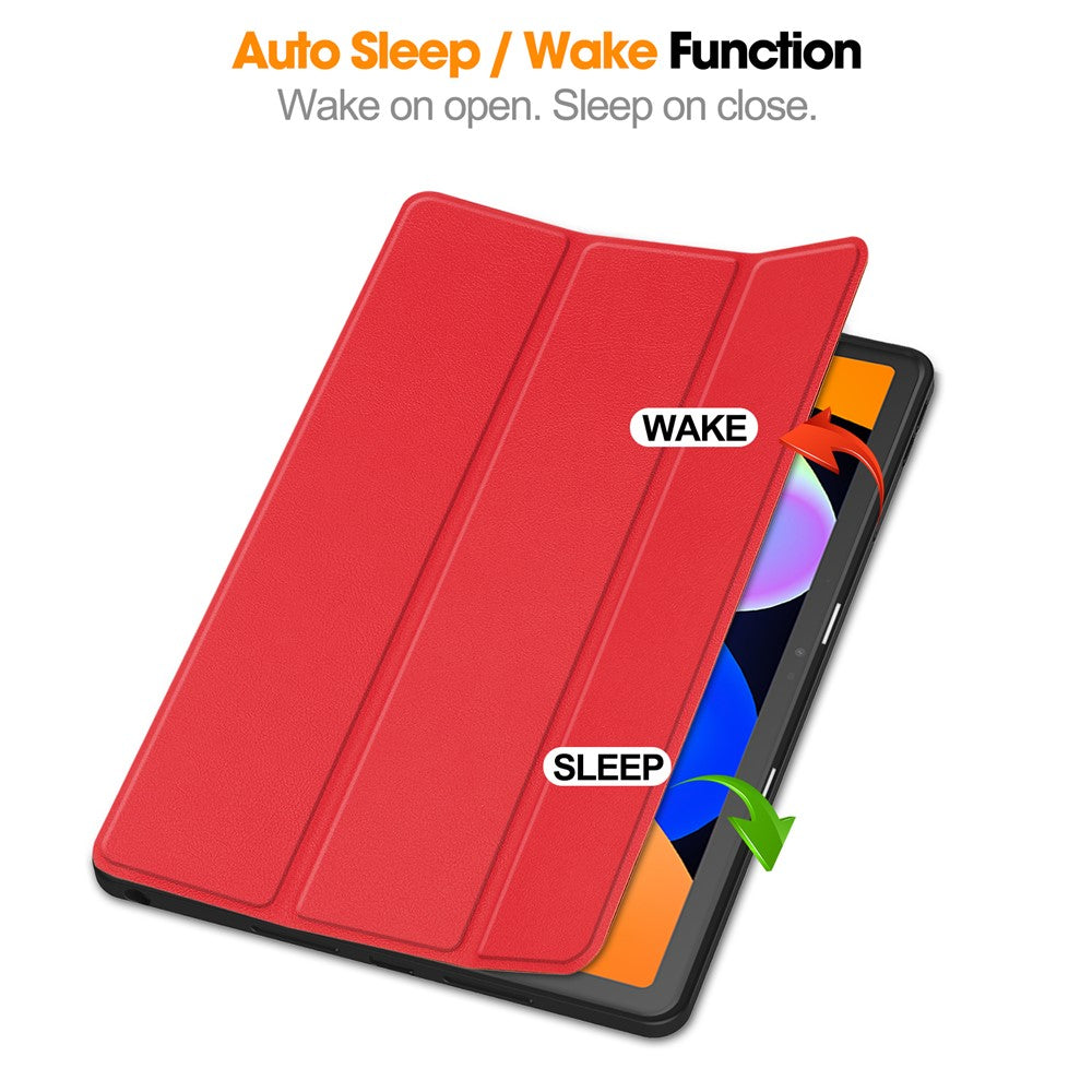 For Lenovo Idea Tab (TB336ZU  /  TB336FU)  /  Xiaoxin Pad 11 2025 Stand Case Shock-Absorbent Leather Tablet Cover with Pen Slot - Red