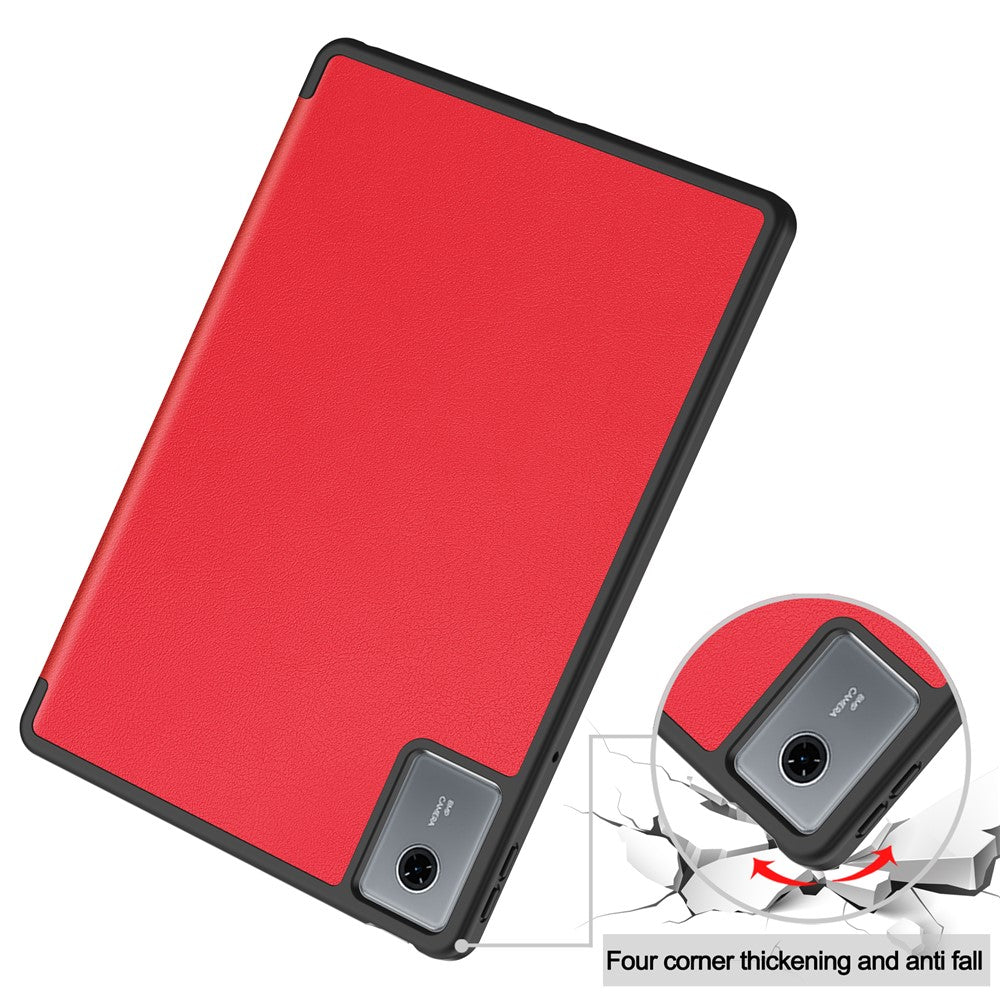 For Lenovo Idea Tab (TB336ZU  /  TB336FU)  /  Xiaoxin Pad 11 2025 Stand Case Shock-Absorbent Leather Tablet Cover with Pen Slot - Red