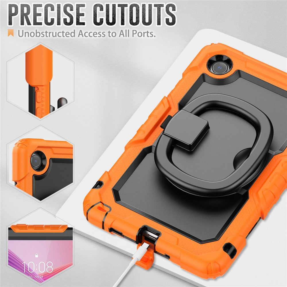 For Lenovo Tab K9 TB305FU Case Ring Kickstand PC + Silicone Shockproof Tablet Cover - Orange