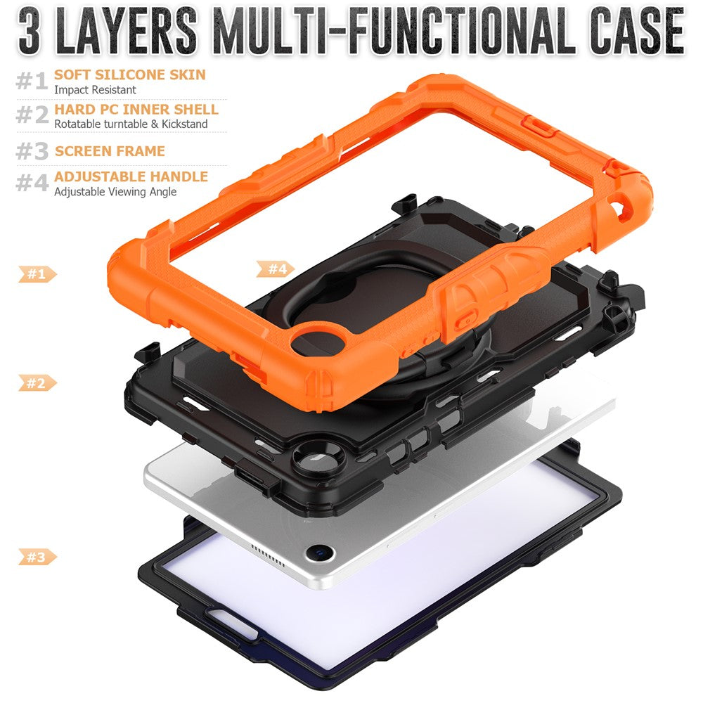 For Lenovo Tab K9 TB305FU Case Ring Kickstand PC + Silicone Shockproof Tablet Cover - Orange