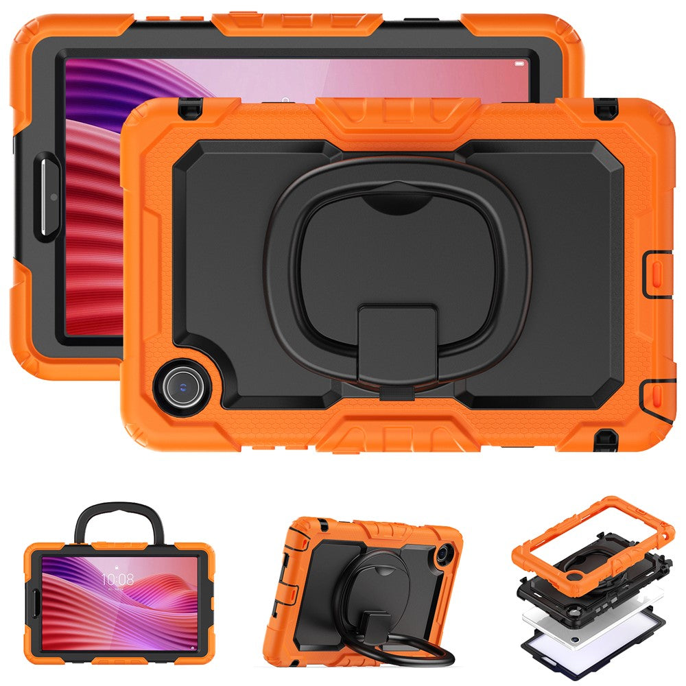 For Lenovo Tab K9 TB305FU Case Ring Kickstand PC + Silicone Shockproof Tablet Cover - Orange