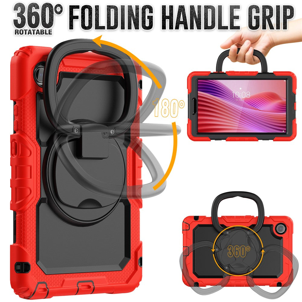 For Lenovo Tab K9 TB305FU Case Ring Kickstand PC + Silicone Shockproof Tablet Cover - Red