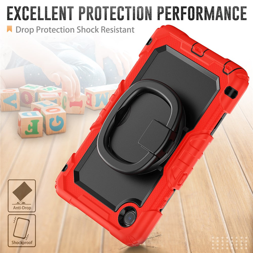 For Lenovo Tab K9 TB305FU Case Ring Kickstand PC + Silicone Shockproof Tablet Cover - Red