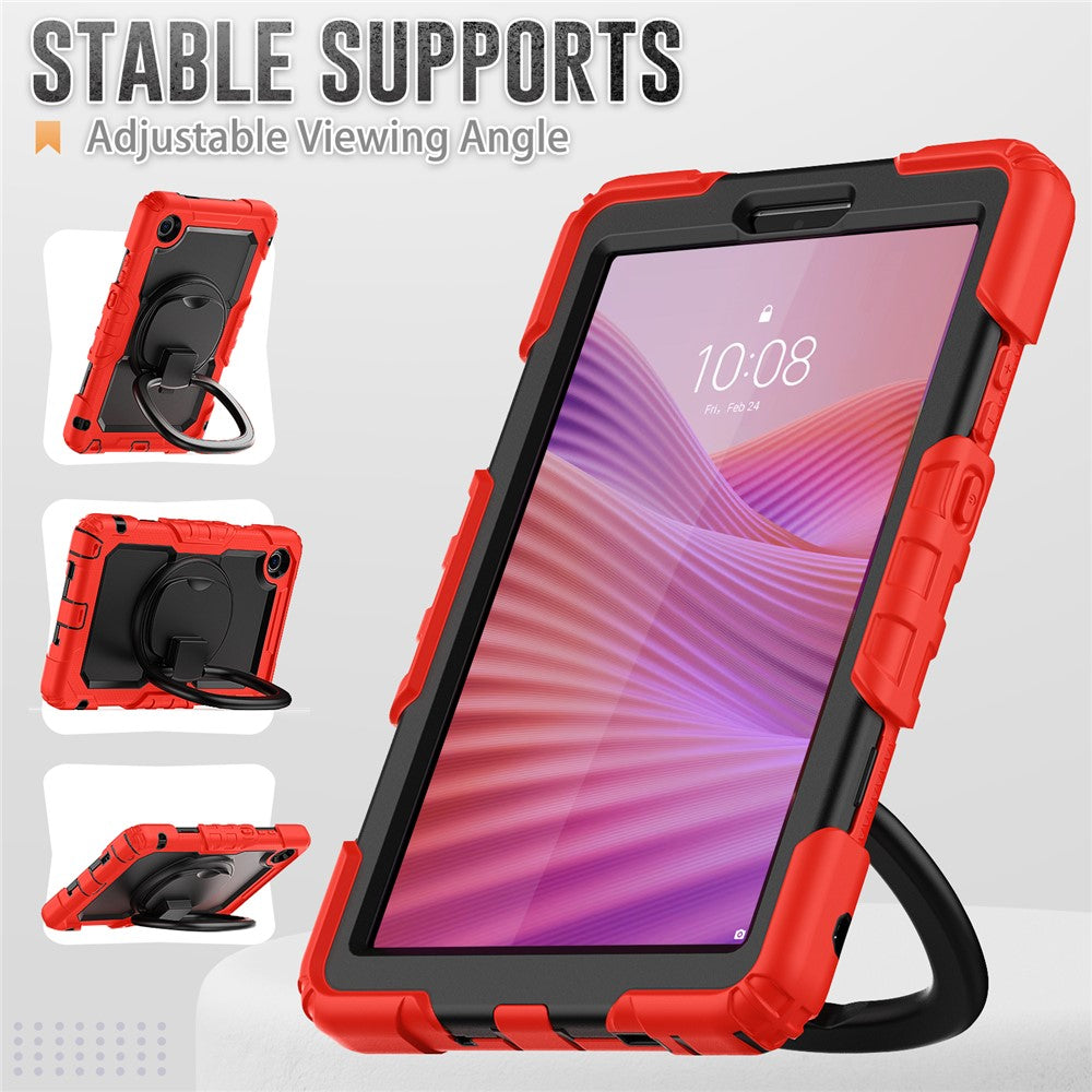 For Lenovo Tab K9 TB305FU Case Ring Kickstand PC + Silicone Shockproof Tablet Cover - Red