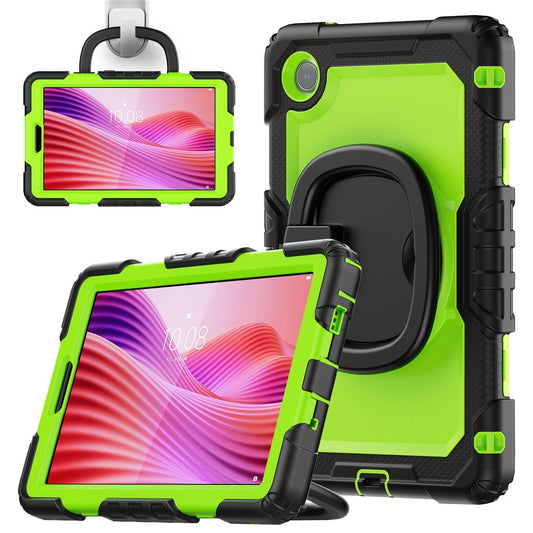 For Lenovo Tab K9 TB305FU Case Ring Kickstand PC + Silicone Shockproof Tablet Cover - Black / Yellowgreen