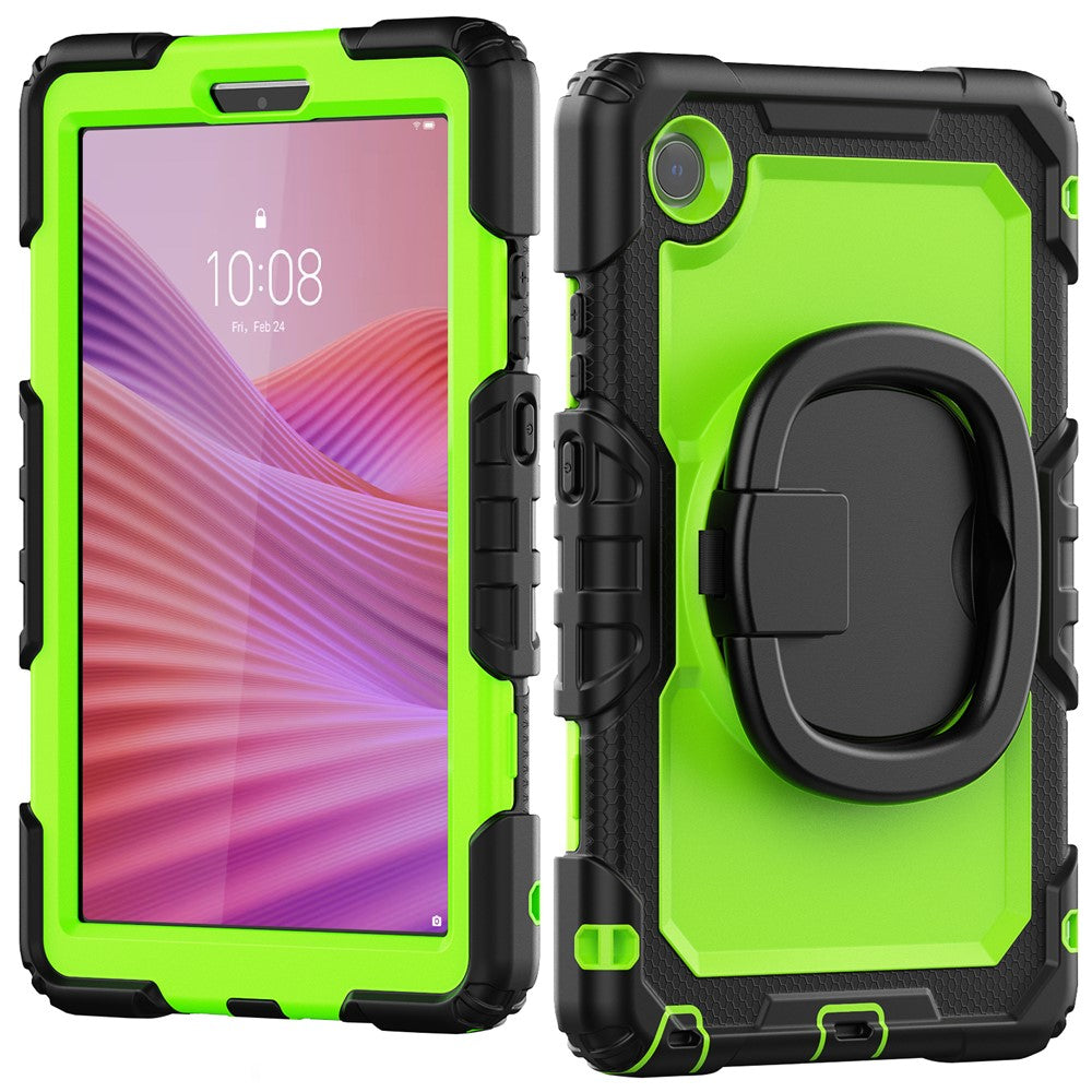 For Lenovo Tab K9 TB305FU Case Ring Kickstand PC + Silicone Shockproof Tablet Cover - Black / Yellowgreen