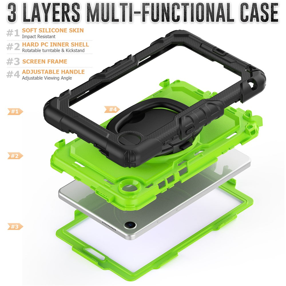 For Lenovo Tab K9 TB305FU Case Ring Kickstand PC + Silicone Shockproof Tablet Cover - Black / Yellowgreen