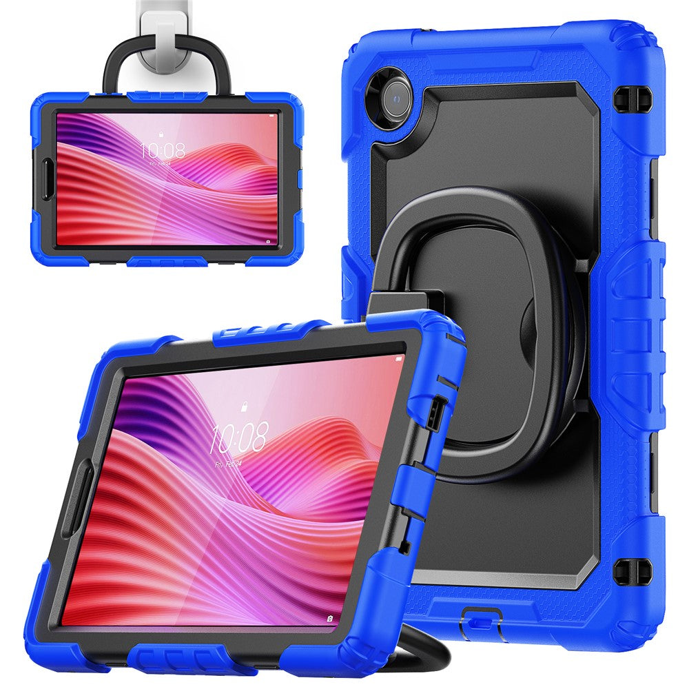 For Lenovo Tab K9 TB305FU Case Ring Kickstand PC + Silicone Shockproof Tablet Cover - Dark Blue