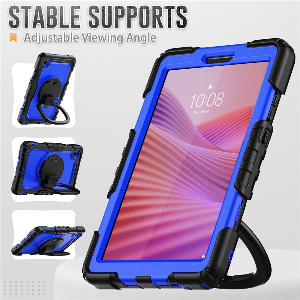 For Lenovo Tab K9 TB305FU Case Ring Kickstand PC + Silicone Shockproof Tablet Cover - Black / Dark Blue