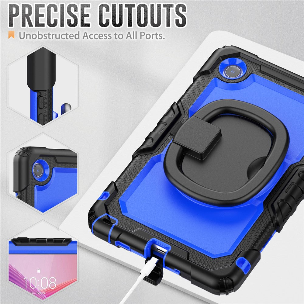For Lenovo Tab K9 TB305FU Case Ring Kickstand PC + Silicone Shockproof Tablet Cover - Black / Dark Blue