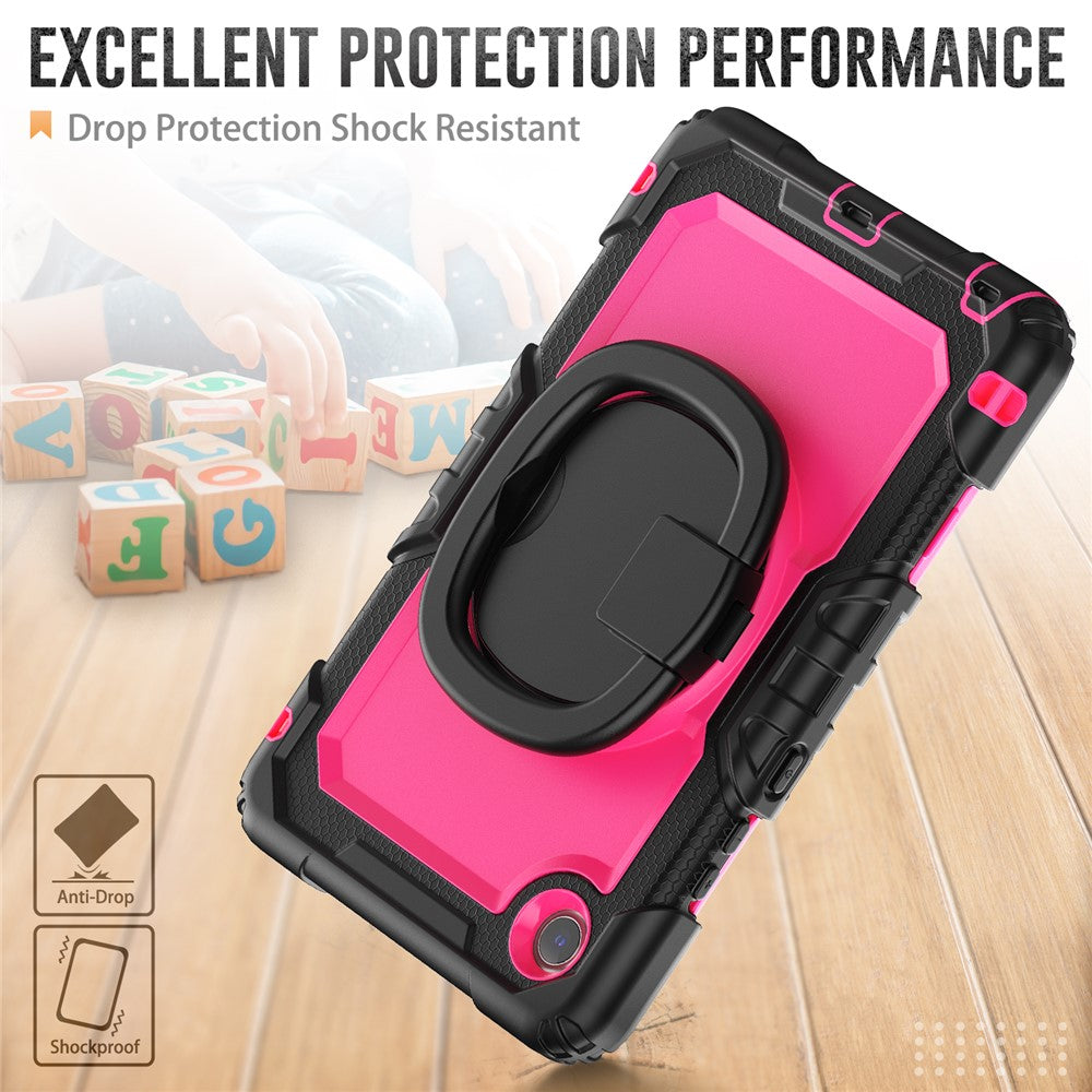 For Lenovo Tab K9 TB305FU Case Ring Kickstand PC + Silicone Shockproof Tablet Cover - Black / Rose