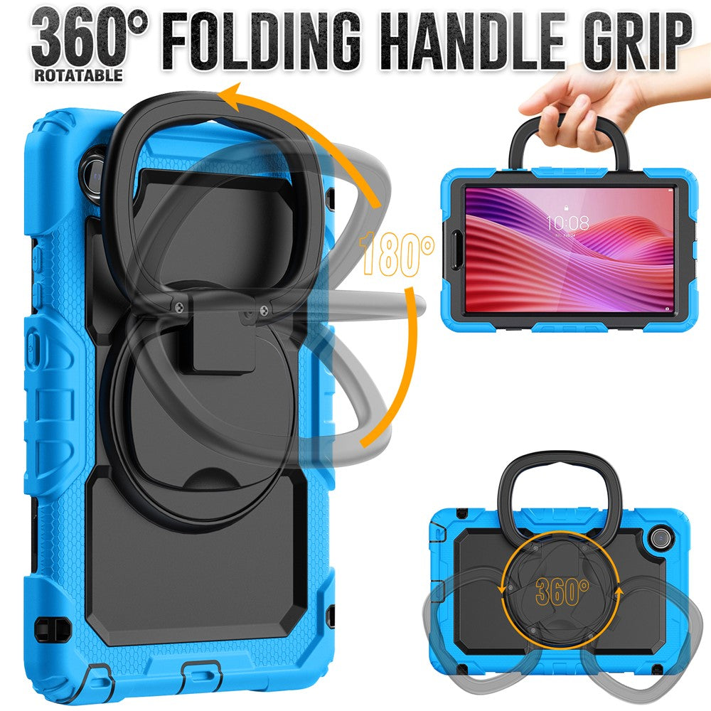 For Lenovo Tab K9 TB305FU Case Ring Kickstand PC + Silicone Shockproof Tablet Cover - Baby Blue