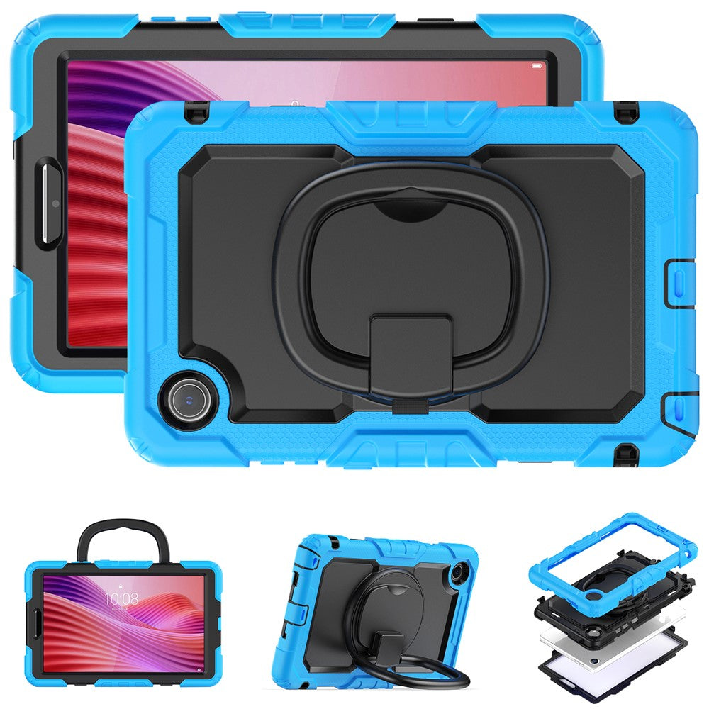 For Lenovo Tab K9 TB305FU Case Ring Kickstand PC + Silicone Shockproof Tablet Cover - Baby Blue