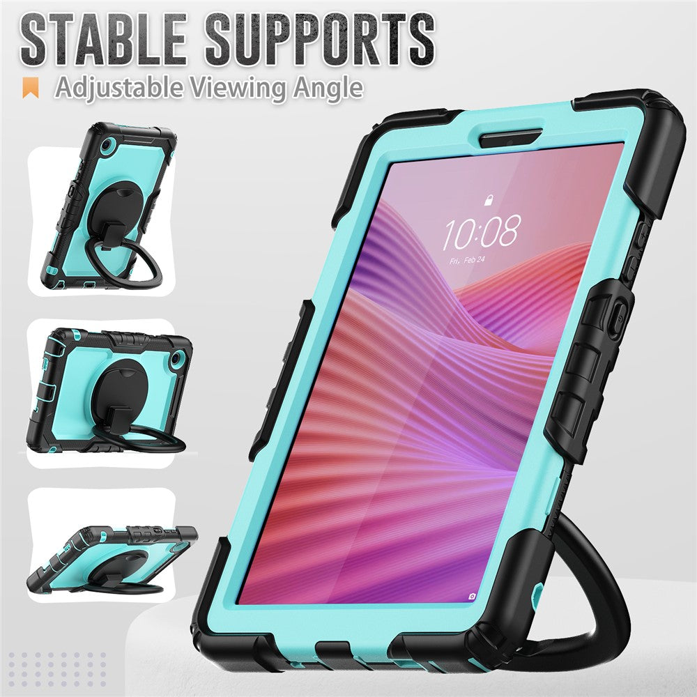 For Lenovo Tab K9 TB305FU Case Ring Kickstand PC + Silicone Shockproof Tablet Cover - Baby Blue / Black