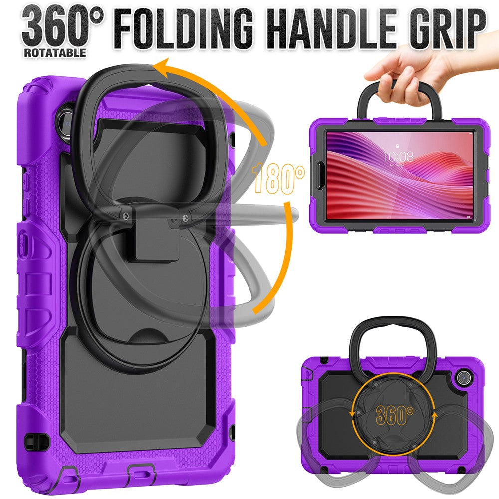 For Lenovo Tab K9 TB305FU Case Ring Kickstand PC + Silicone Shockproof Tablet Cover - Purple