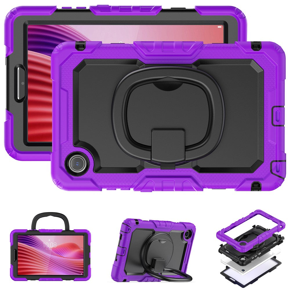 For Lenovo Tab K9 TB305FU Case Ring Kickstand PC + Silicone Shockproof Tablet Cover - Purple