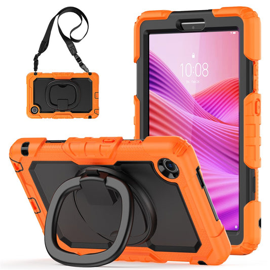 For Lenovo Tab K9 TB305FU Kickstand Case PC + Silicone Tablet Cover with Shoulder Strap - Orange