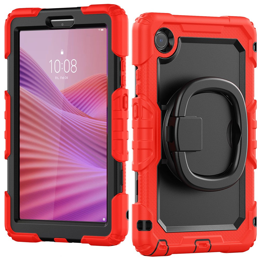 For Lenovo Tab K9 TB305FU Kickstand Case PC + Silicone Tablet Cover with Shoulder Strap - Red