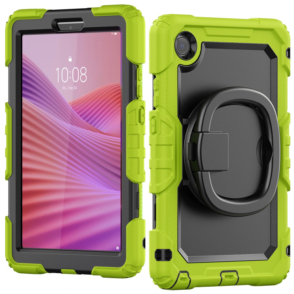 For Lenovo Tab K9 TB305FU Kickstand Case PC + Silicone Tablet Cover with Shoulder Strap - Yellowgreen