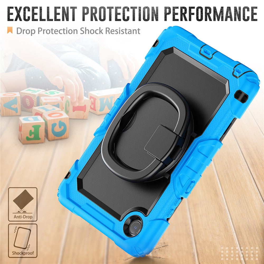 For Lenovo Tab K9 TB305FU Kickstand Case PC + Silicone Tablet Cover with Shoulder Strap - Baby Blue