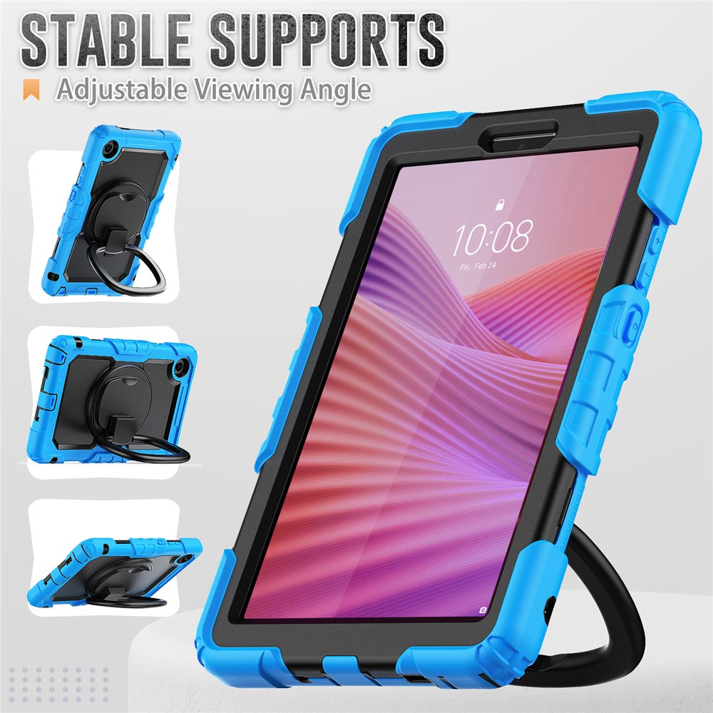 For Lenovo Tab K9 TB305FU Kickstand Case PC + Silicone Tablet Cover with Shoulder Strap - Baby Blue