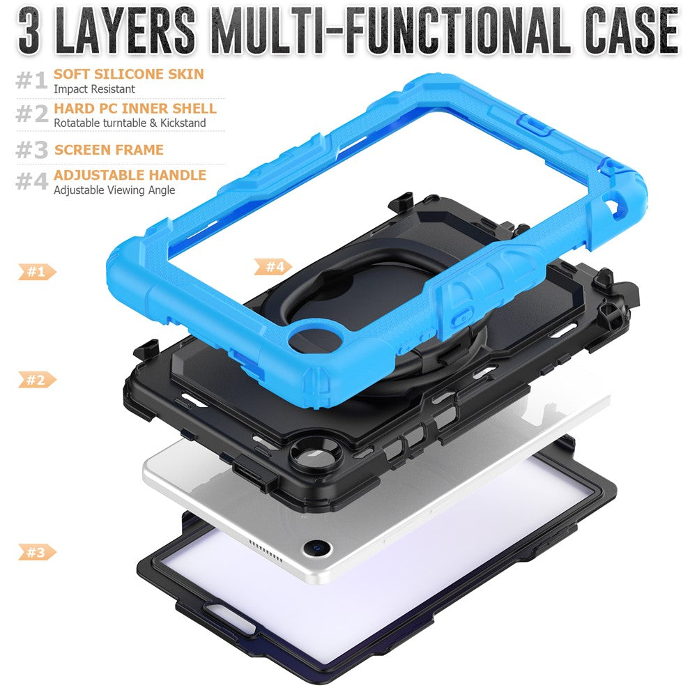 For Lenovo Tab K9 TB305FU Kickstand Case PC + Silicone Tablet Cover with Shoulder Strap - Baby Blue