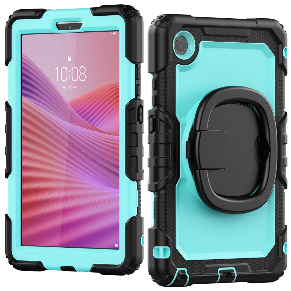 For Lenovo Tab K9 TB305FU Kickstand Case PC + Silicone Tablet Cover with Shoulder Strap - Black / Baby Blue